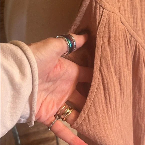 Heyson Mauve Pink/Tan Linen-Texture Overalls - Picture 5 of 13